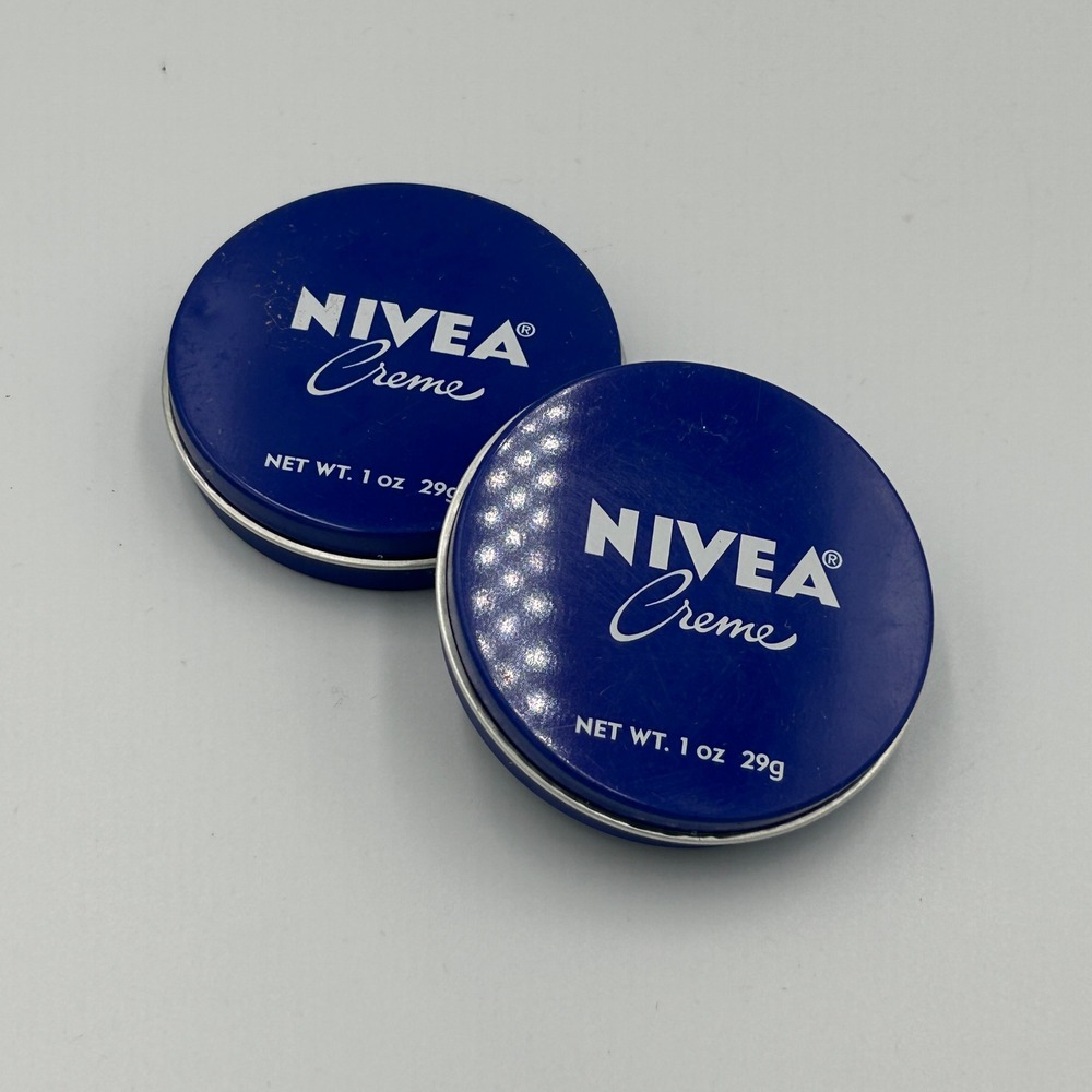 Nivea Creme Moisturizer Unisex 1oz Blue New‎ Travel Size Tin Lot of 2